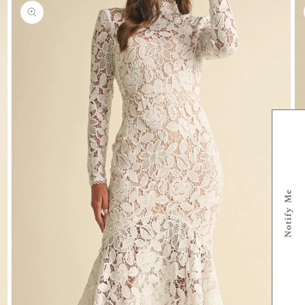 Floral Lace Long Sleeve Midi Dress